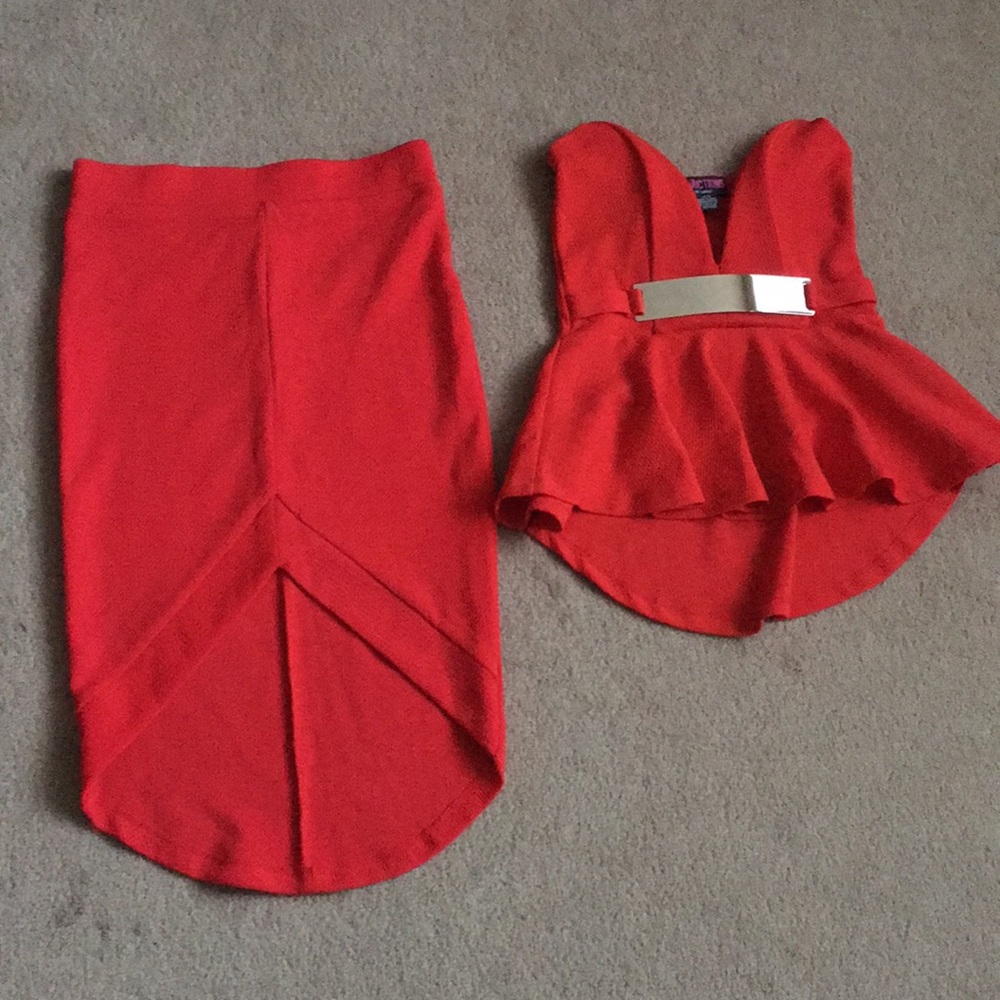 Beautiful Bright Red Co-ord top and skirt